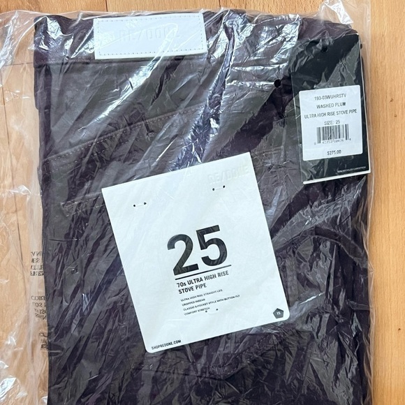 NWT RE/DONE 70s High Waist Stovepipe Straight Leg Ankle Crop Plum Denim Jeans 25 - Picture 5 of 9